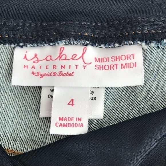 Isabel Maternity by Ingrid & Isabel Over Belly Midi Maternity Jean Shorts - Picture 6 of 7